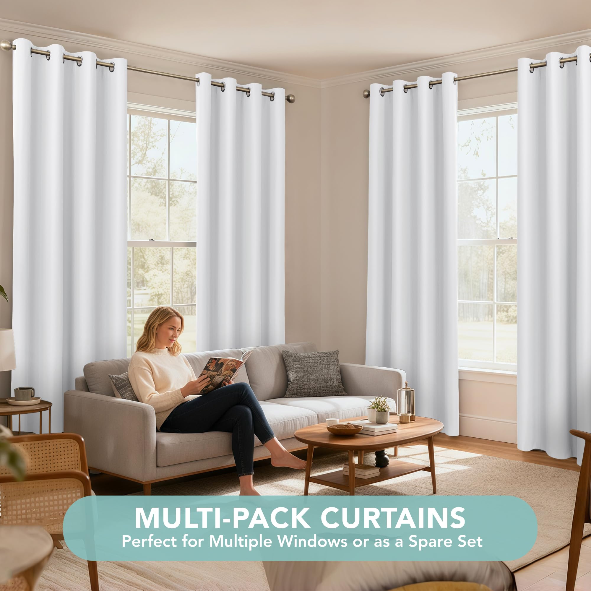 BONZER curtains beside chair showing 84 inch length for accurate scale