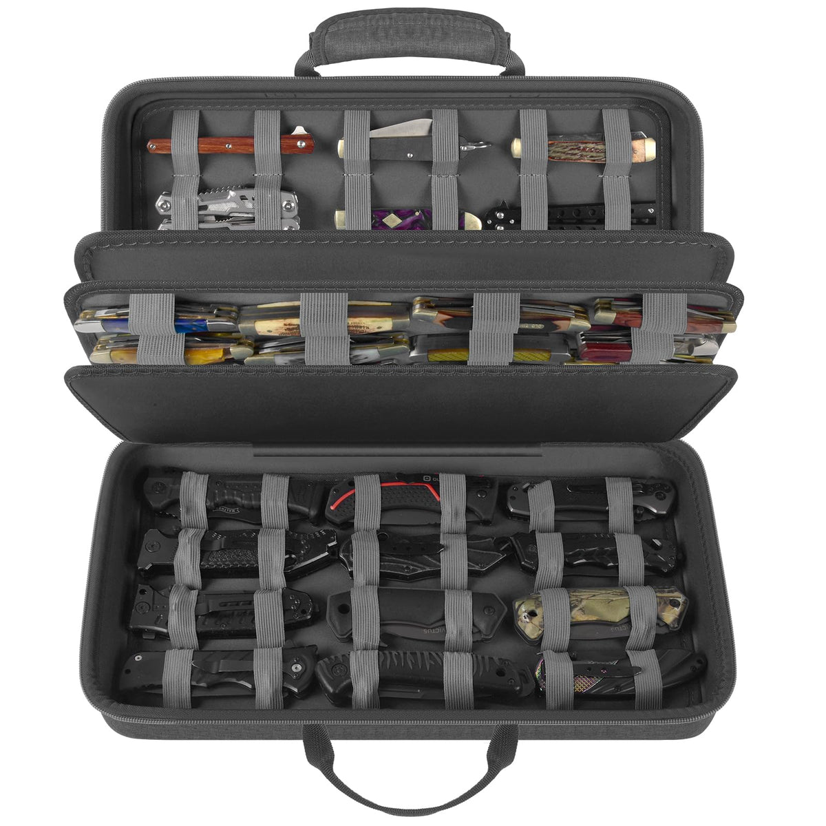 Boobowl front view zipped case showing compact transport benefit