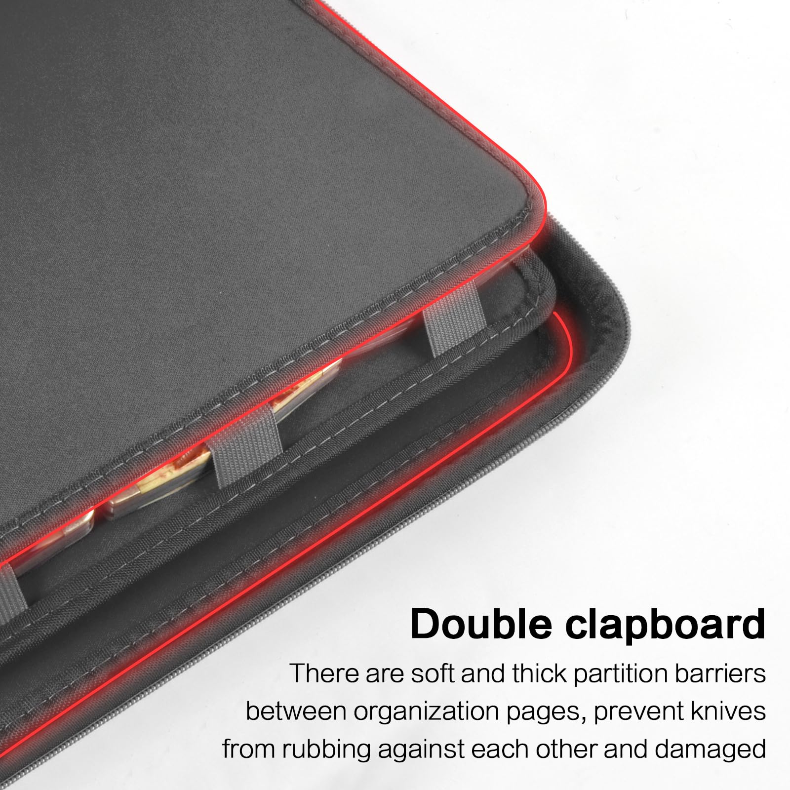 Boobowl padded buffer flap protecting knife finishes and reducing rub