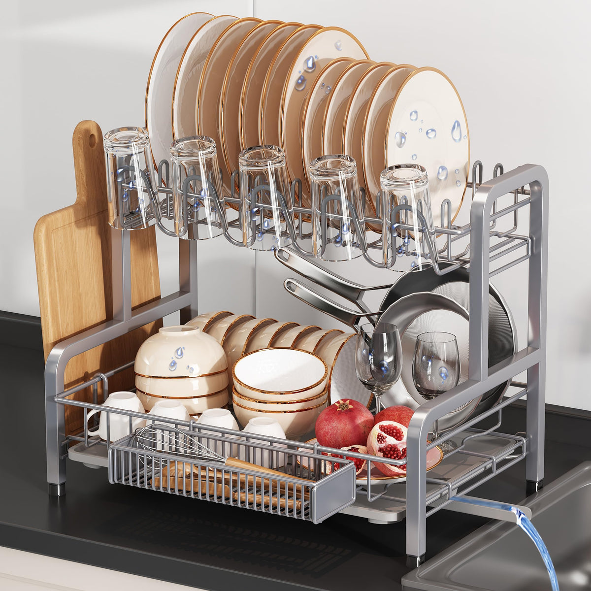 BOOSINY front view assembled rack showing capacity and neat storage benefit