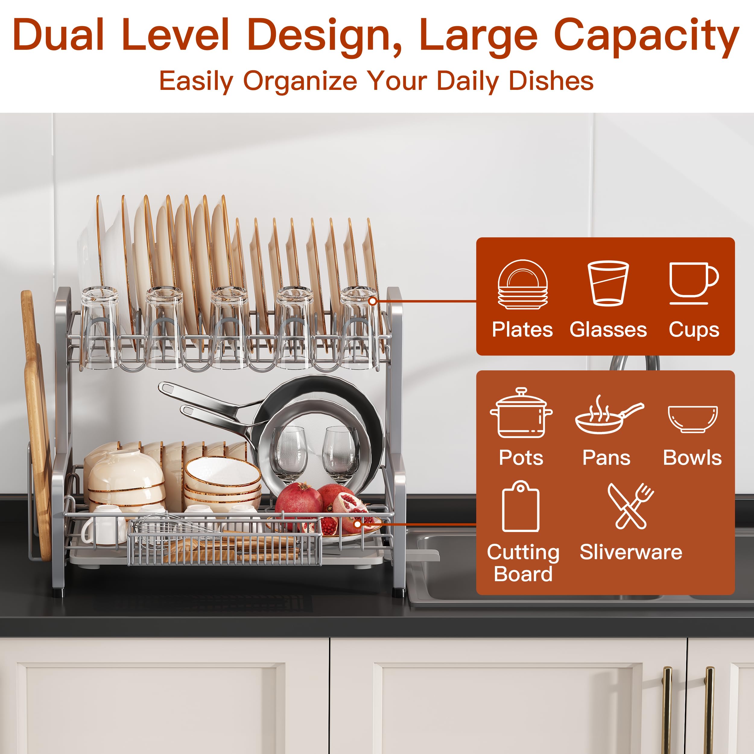 BOOSINY lower tier holding bowls and pans for extra drying capacity