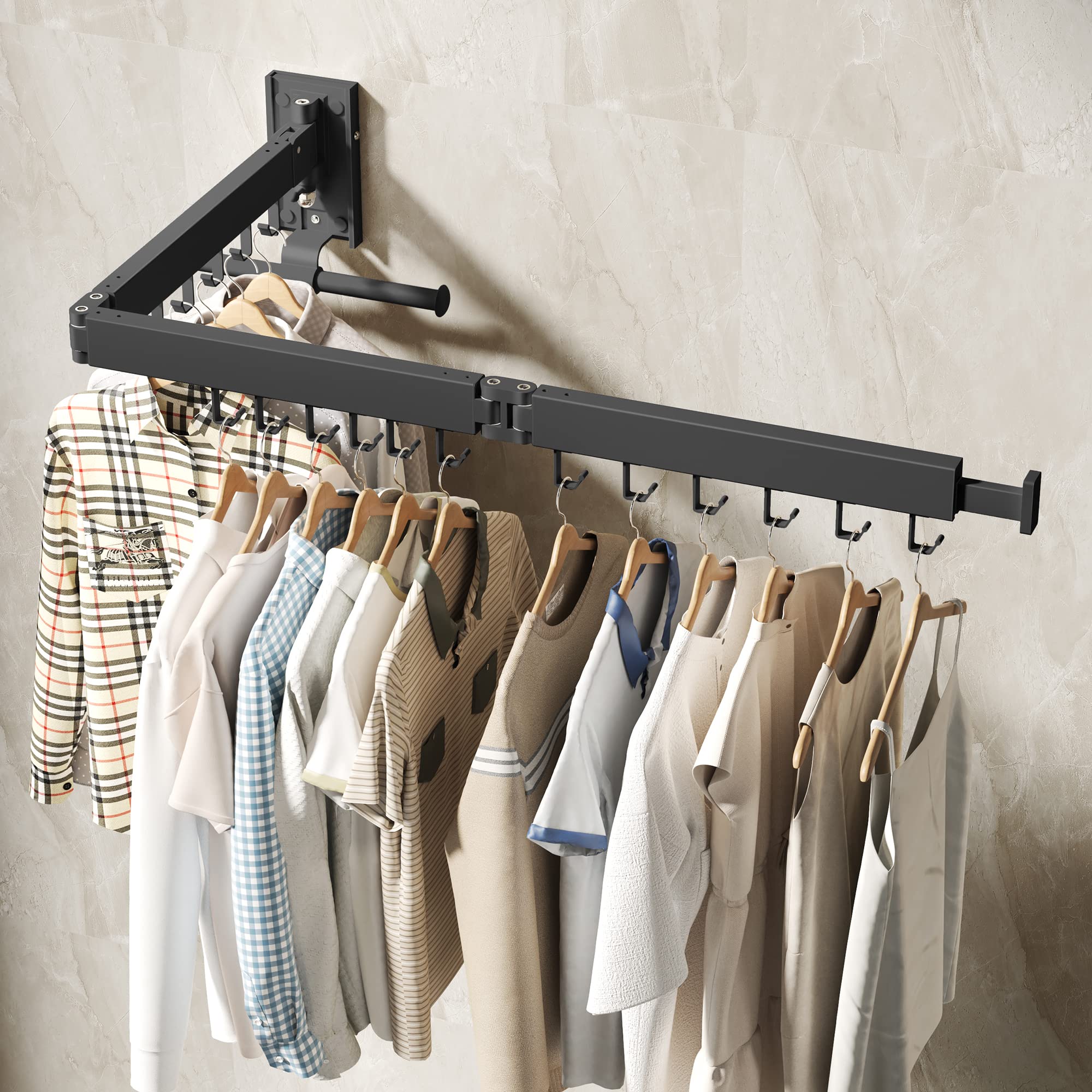 BOQORAD with hangers and clothes loaded showing high-capacity drying