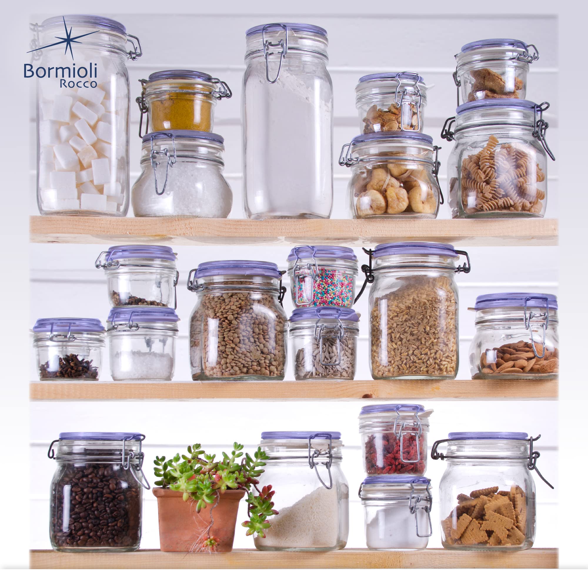 Bormioli Rocco open jar wide mouth showing easy filling and scooping advantage