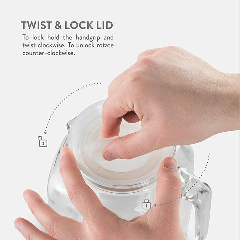 Bormioli Rocco pitcher on table with glasses showing serving convenience benefit