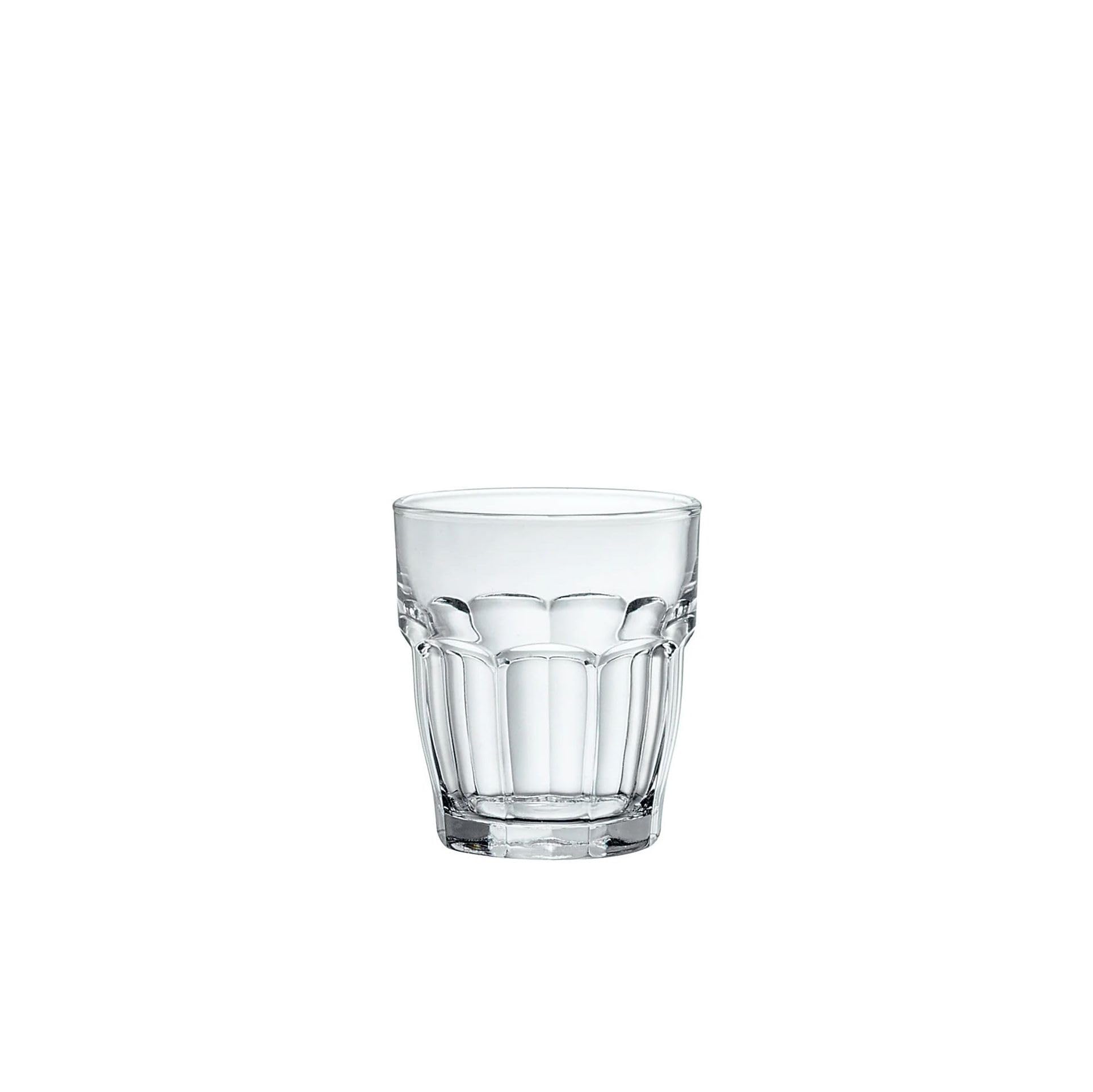 Bormioli Rocco front view of six stacked tumblers showing compact storage benefit
