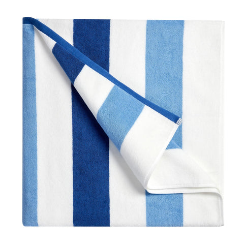 Bornbay front view showing navy stripe and generous 40x70 size for comfortable use