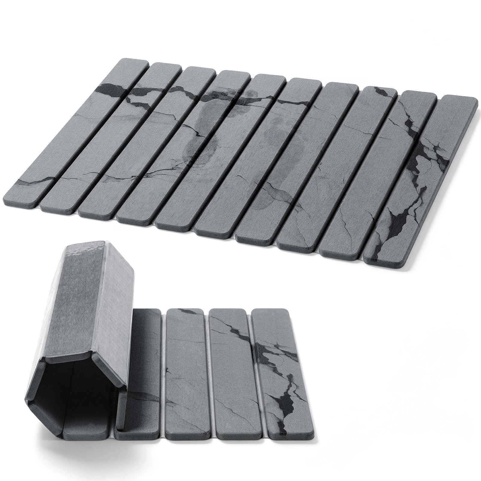 Bornerwhite front view of dark gray mat showing clean design and fast drying