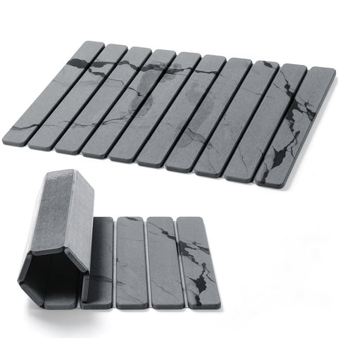 Bornerwhite front view of dark gray mat showing clean design and fast drying