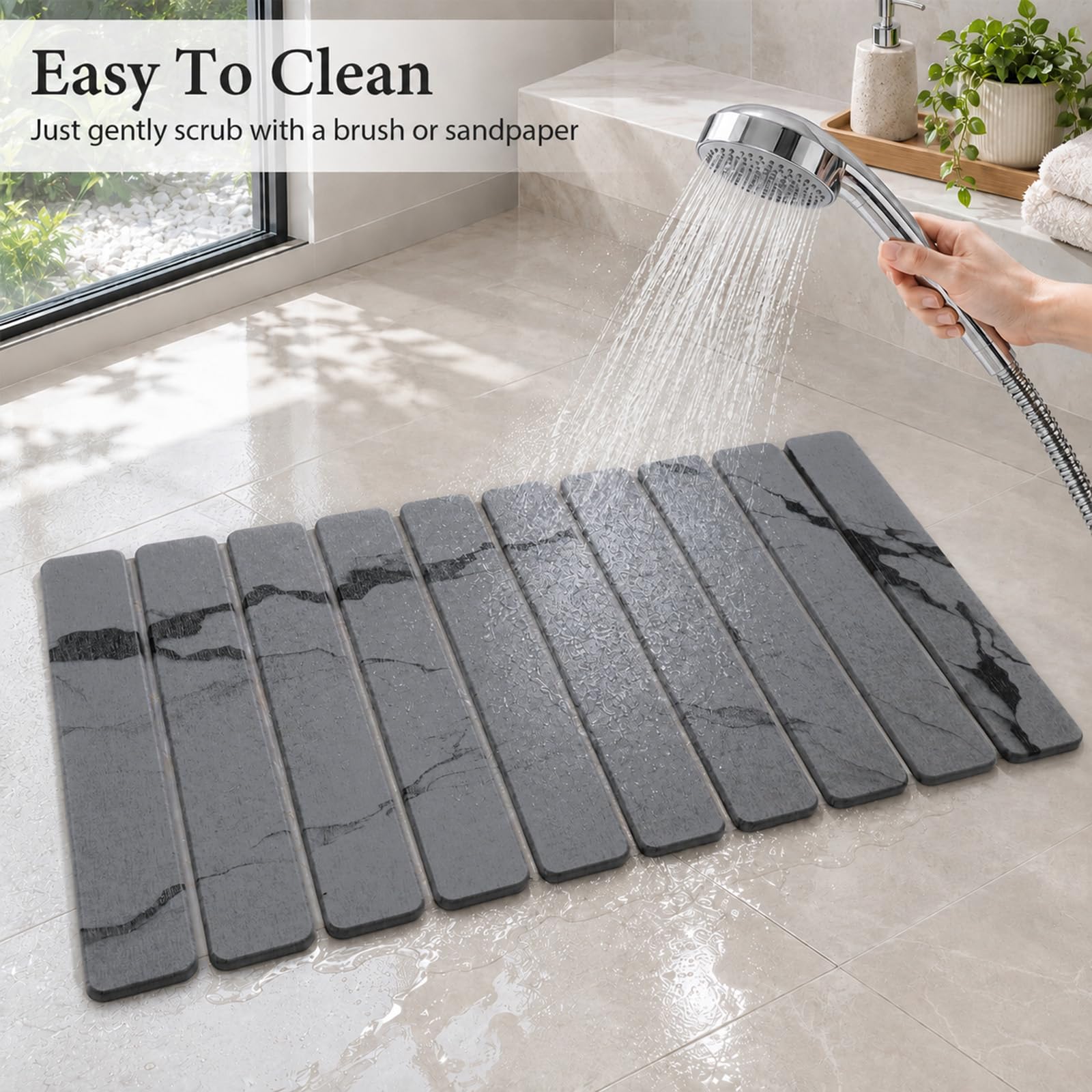 Bornerwhite mat in bathroom setting enhancing safety and style