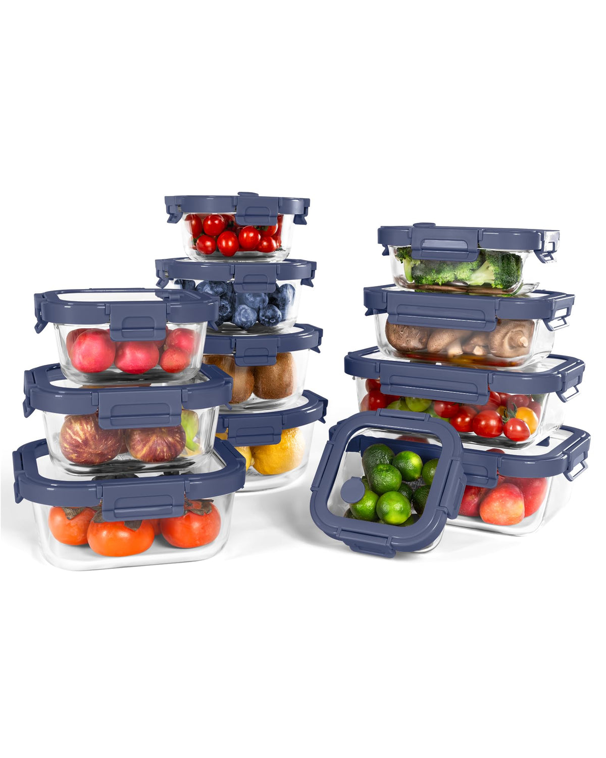 BOROHOUSE front packaging showing blue lids and 12-piece set, highlights organization