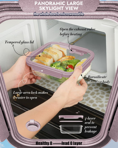 BOROHOUSE glass container in oven demonstrating oven-safe reheating benefit