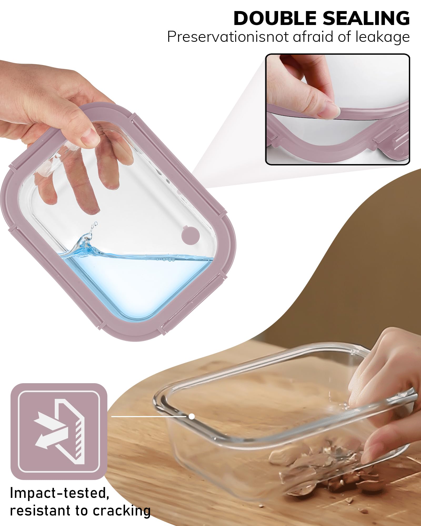 BOROHOUSE tempered glass lid close-up showing durable finish and odor resistance