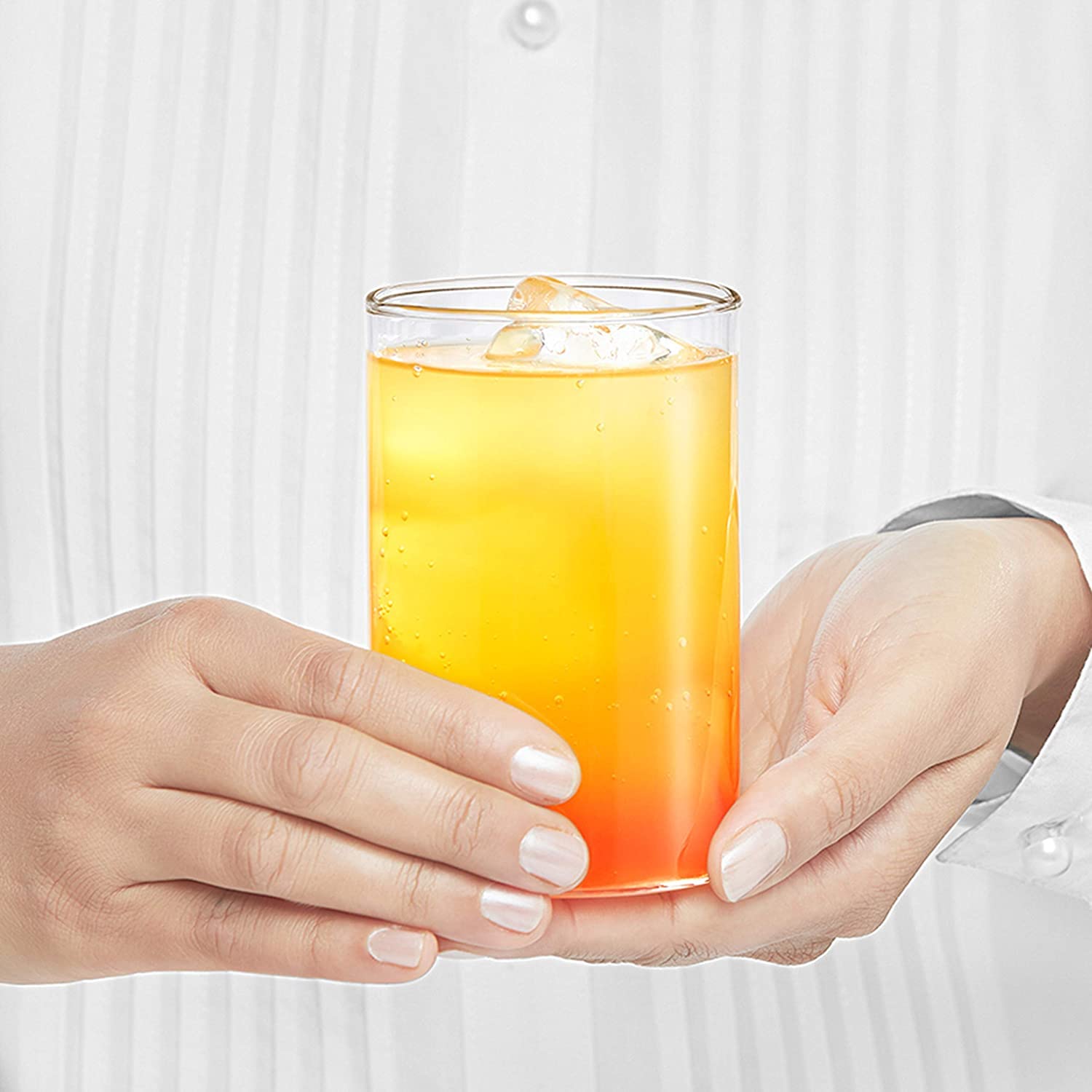Borosil cup in freezer showing safe cold‑temperature performance