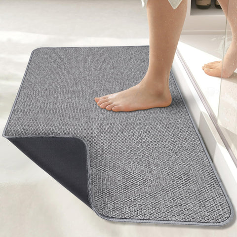 Bosap front view of grey bath mat showing clean minimalist style and absorbency