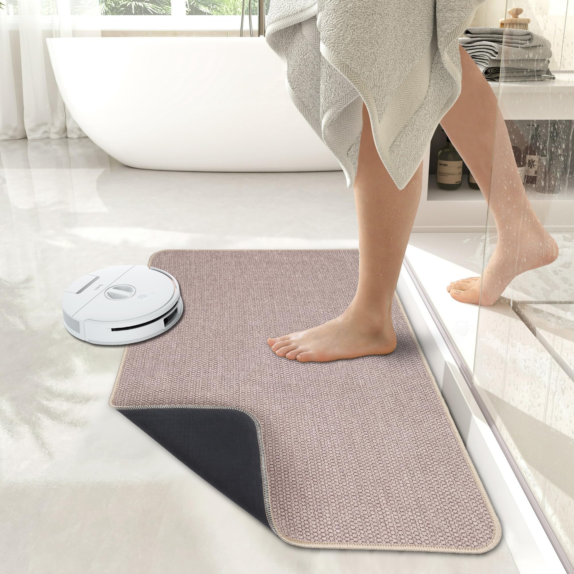 Bosap mat with foot for scale illustrating full-size coverage and comfort