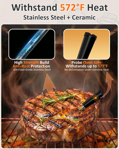BOTDOYS probe inserted in roast showing accurate in-meat readings