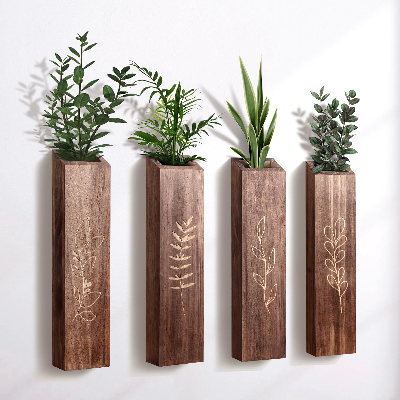 BOTOP front view mounted vases showing rustic charm and vertical accent
