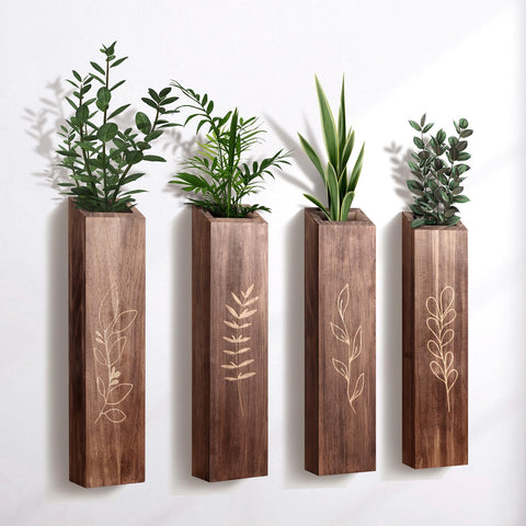 BOTOP front view mounted vases showing rustic charm and vertical accent