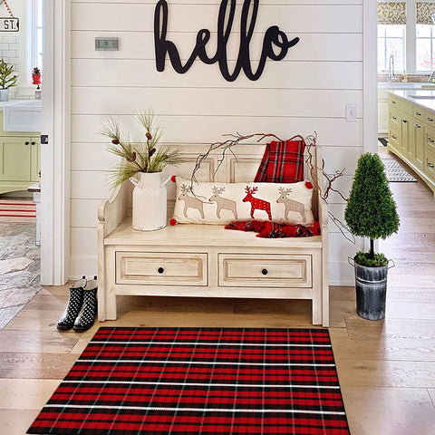 Bottalive bold red and black check pattern creating visual contrast