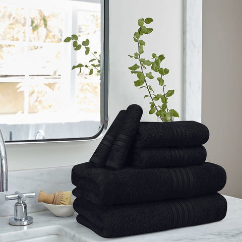BOUTIQUO bath towel wrapped on a person showing full coverage and quick-dry convenience