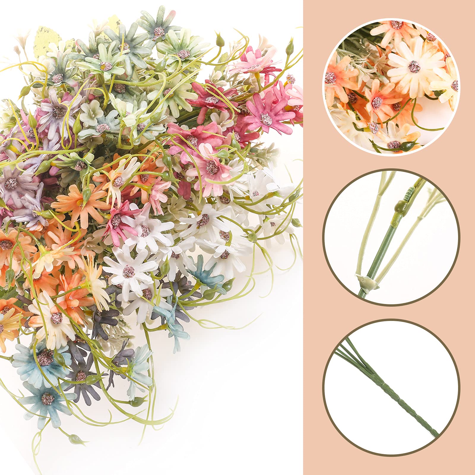 Bovvered close-up of silk daisy petals highlighting realistic texture and color