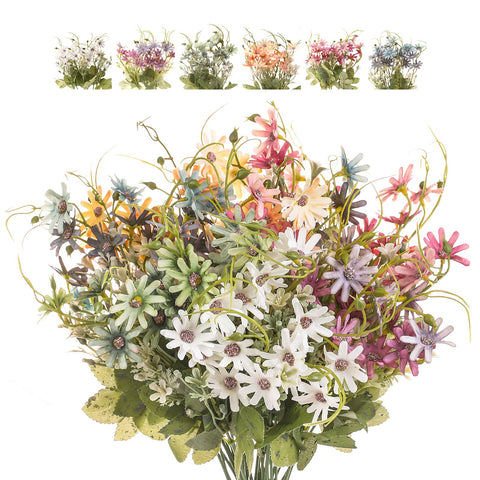 Bovvered front packaging showing six bundled silk daisies, ready for décor
