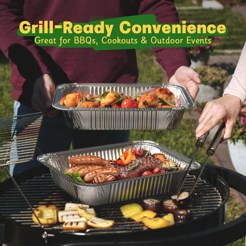 Boxential pan covered with lid and foil highlighting secure transport and reheating