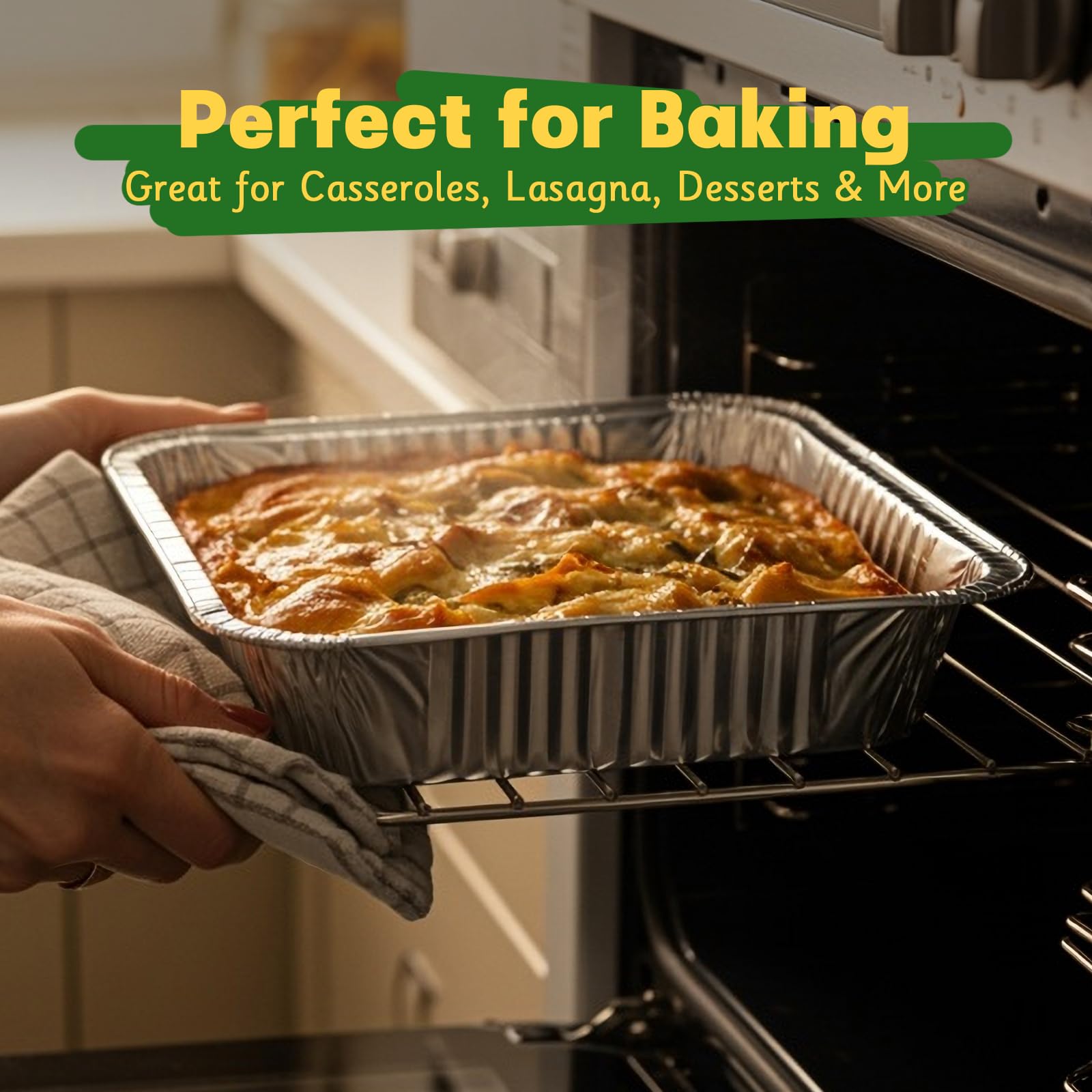 Boxential pan next to full sheet pan illustrating standard 9x13 size and scale