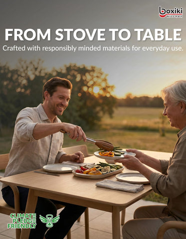 Boxiki Kitchen tongs tossing a leafy salad with precise, gentle control