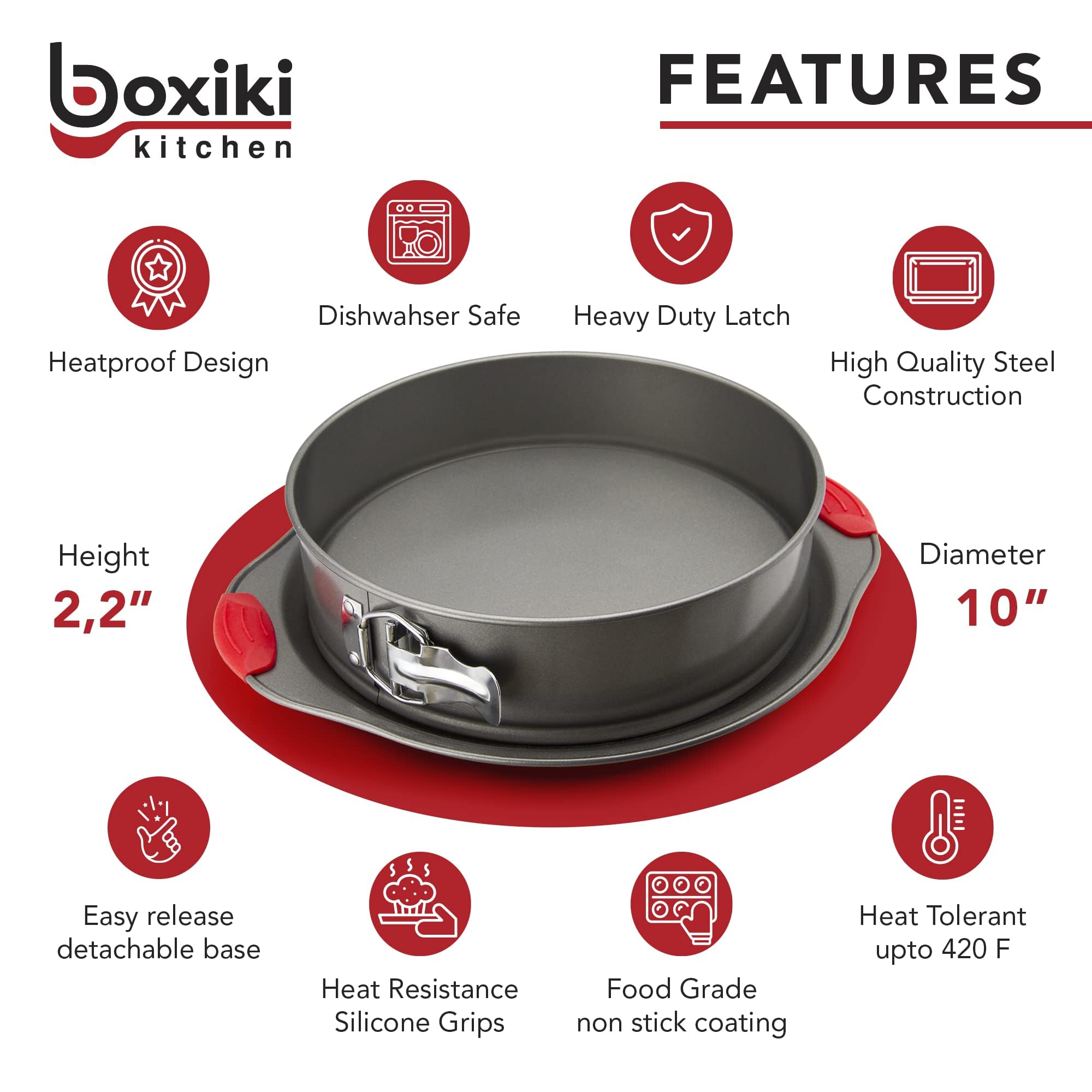 Boxiki Kitchen close-up of removable bottom showing secure fit for easy cake release
