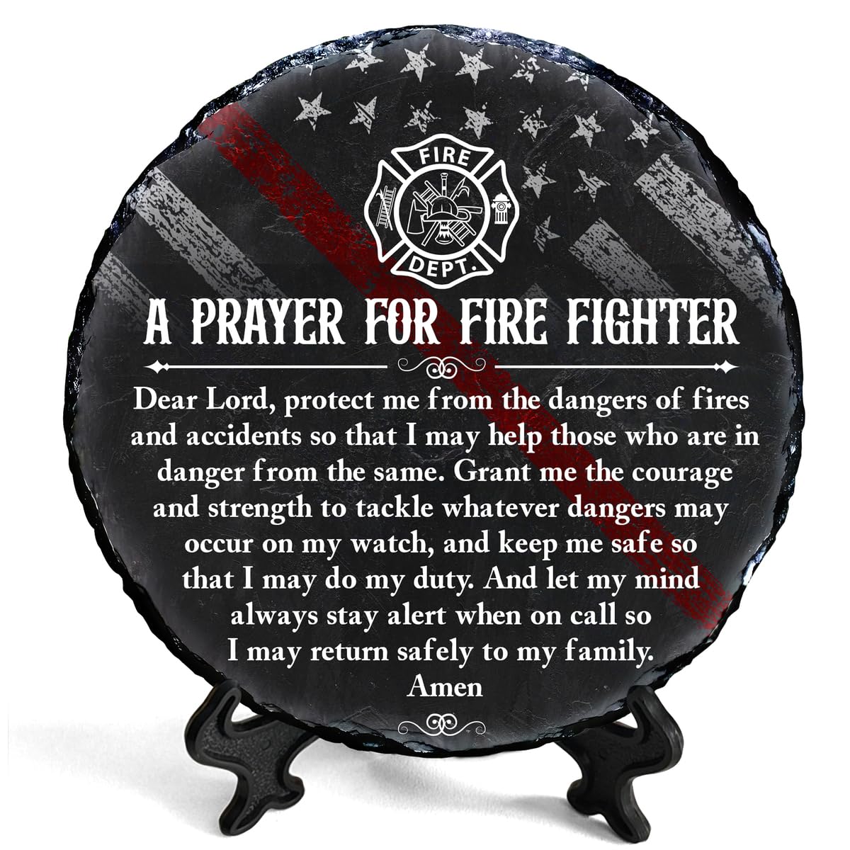 Bozspacer plaque front view showing prayer and emblem for meaningful display