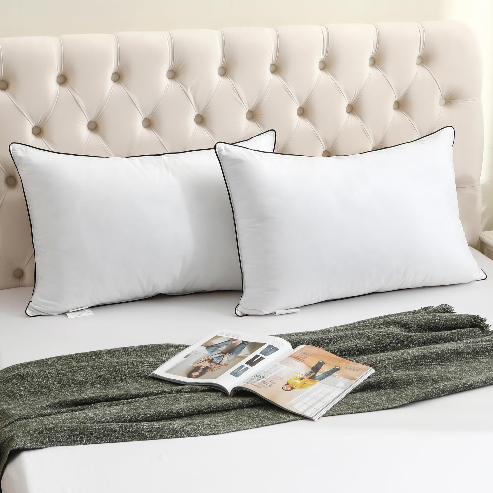BPC pillows styled on a bed demonstrating hotel-like appearance and immediate comfort