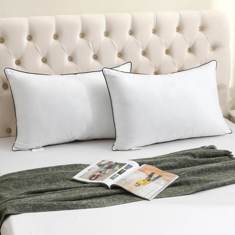 BPC pillows styled on a bed demonstrating hotel-like appearance and immediate comfort