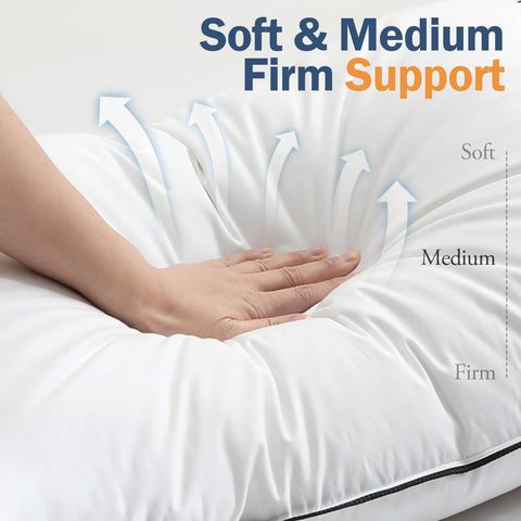 BPC pillow cutaway view revealing three-chamber fill for balanced support and softness