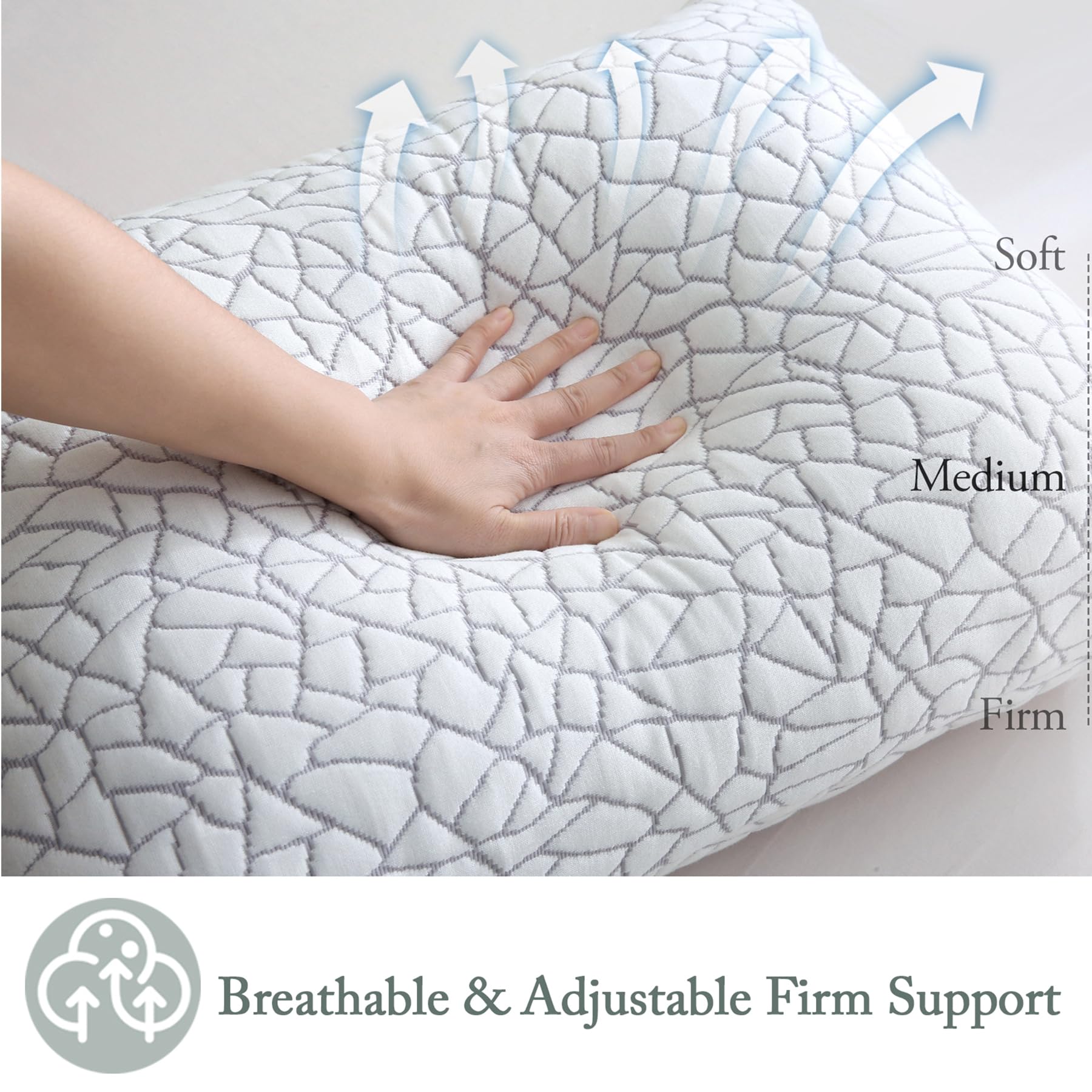 BPC pillows arranged on bed in bedroom lifestyle setting