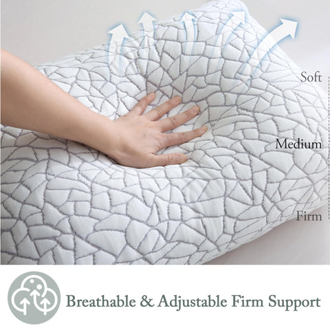 BPC pillows arranged on bed in bedroom lifestyle setting