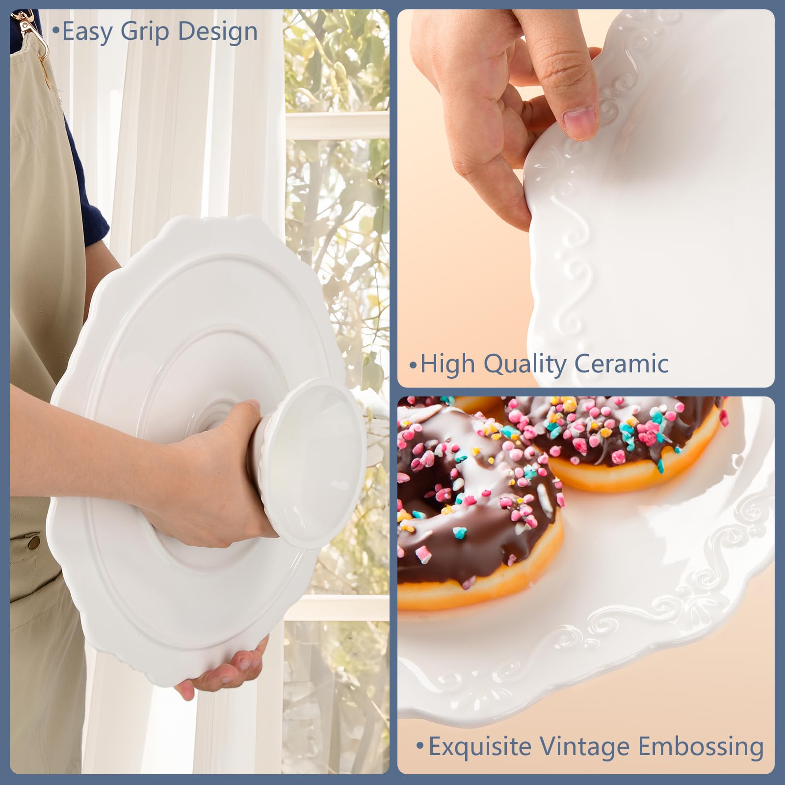 BPFY cake stand in use with frosted cake showing presentation benefit