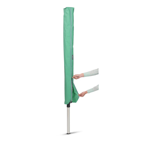 Brabantia folded clothesline on hook using hanging loop for compact storage