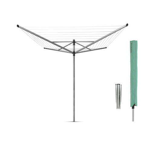 Brabantia front view of rotary clothesline showing full drying capacity and sturdy frame