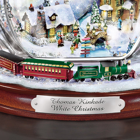 The Bradford Exchange crystal snowman close-up of hand-painted Thomas Kinkade village interior