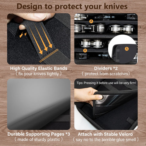 BRANTMAKER elastic band detail holding knives securely to prevent shifting