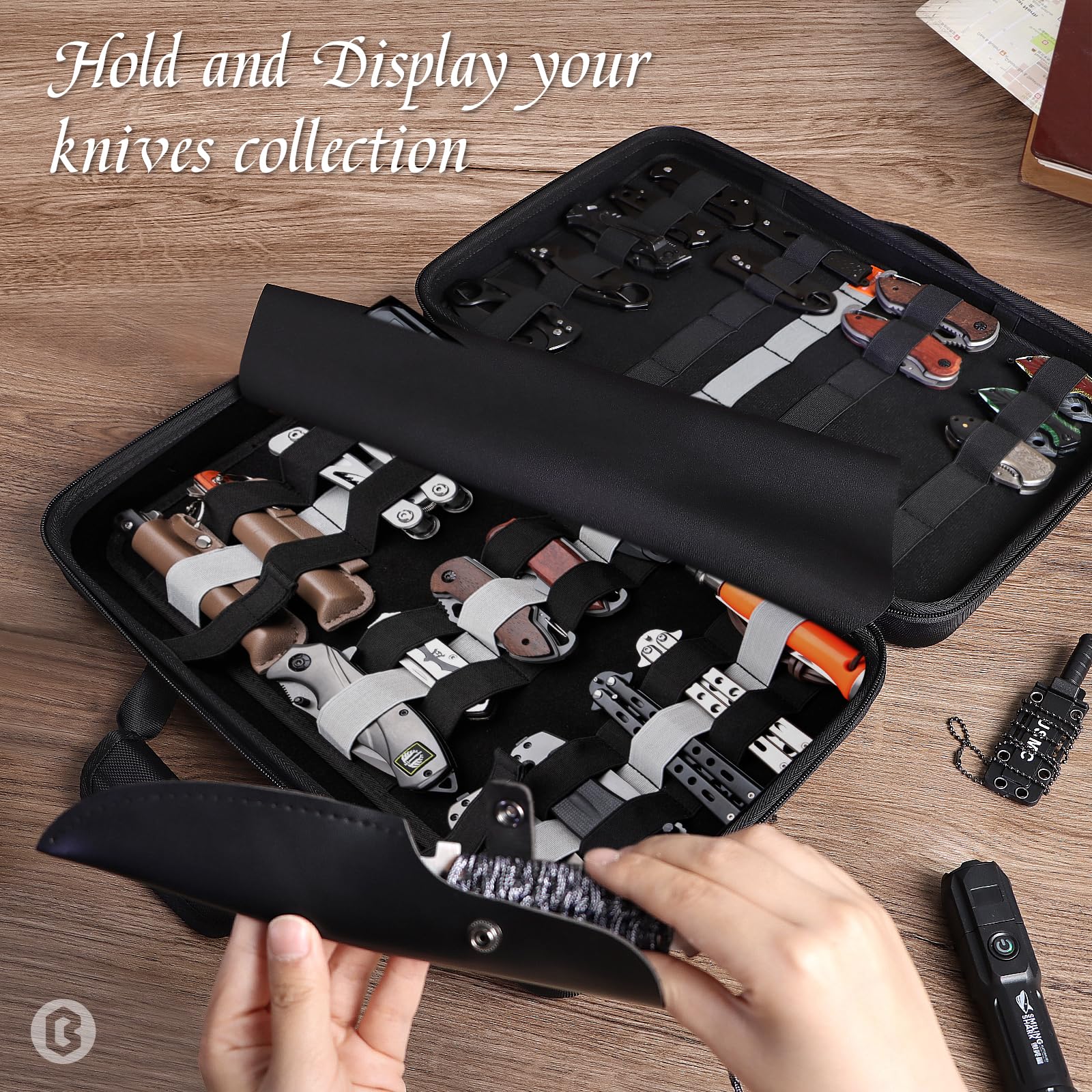 BRANTMAKER open layout showing organized knife slots for quick access