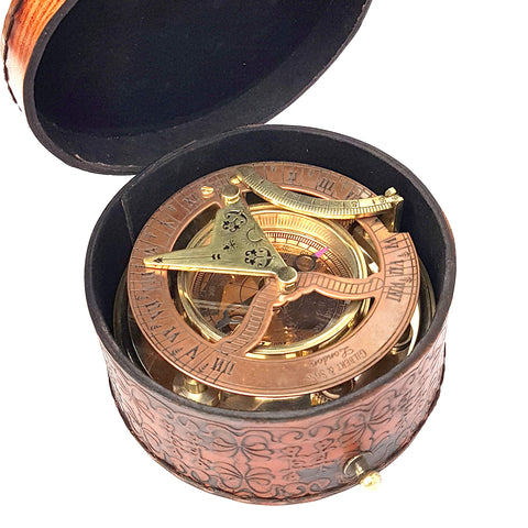 Brass Nautical compass face detail showing readable markings and directional clarity