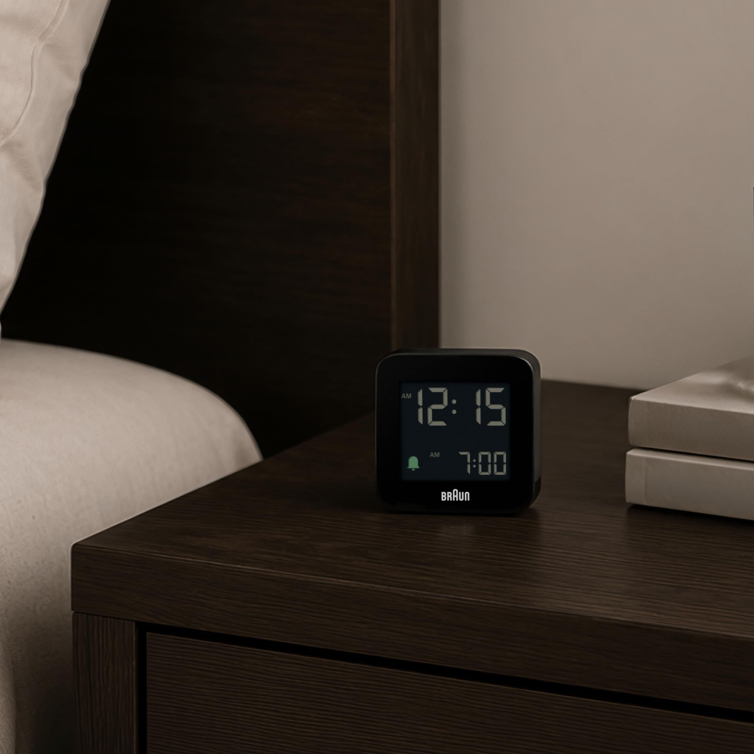 Braun BC08B on nightstand illustrating bedside convenience