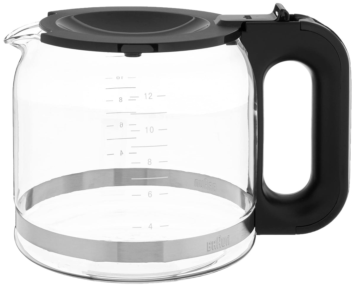 Braun BRSC005 front view clear glass carafe shows capacity and shape for easy pouring