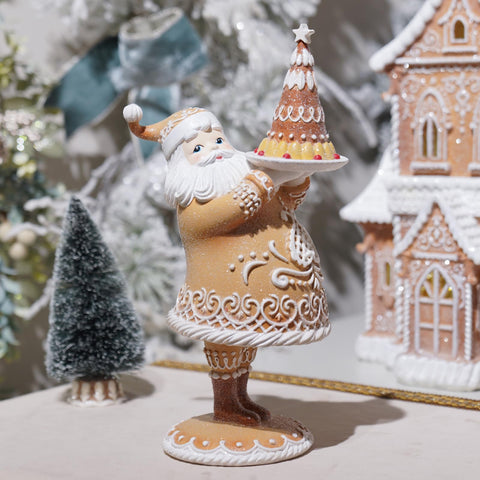 Braxio gingerbread Santa front view showing festive charm and easy display