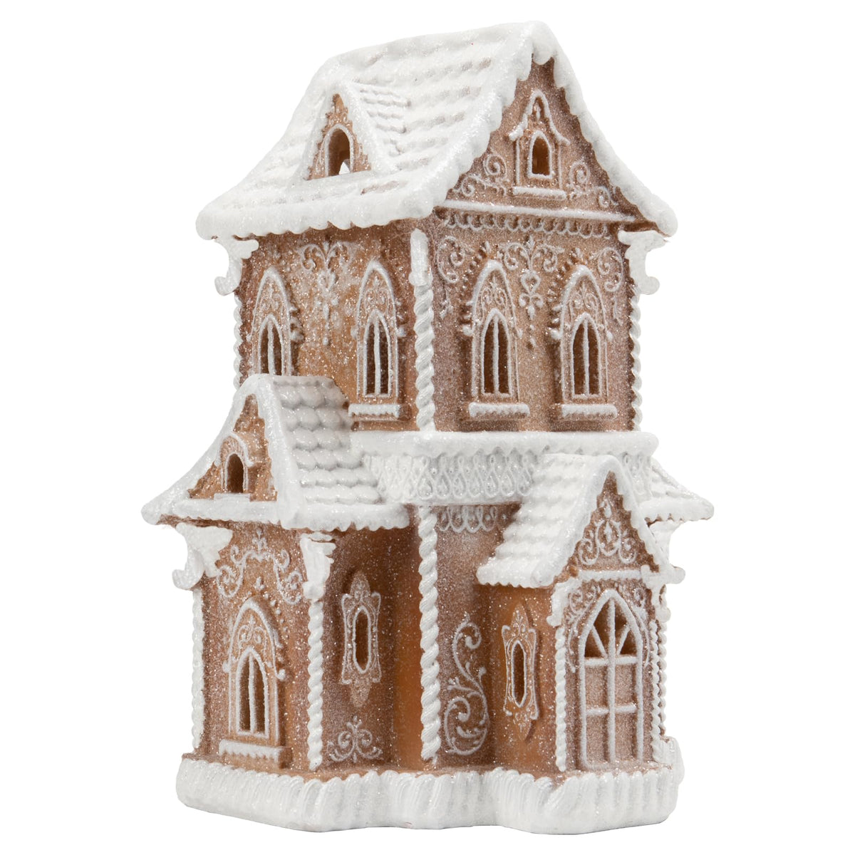 Braxio front view gingerbread house showing warm glow and inviting detail