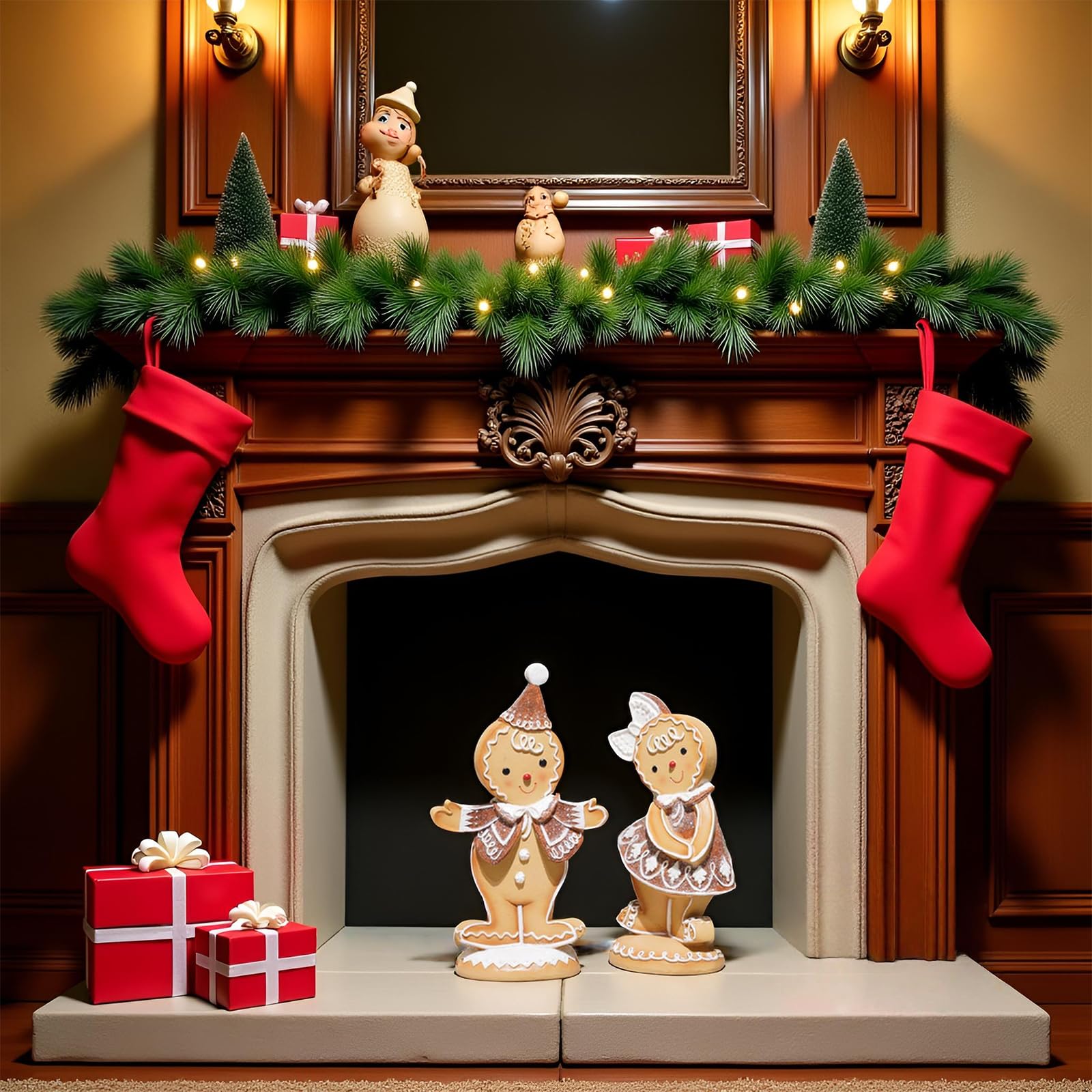 Braxio gingerbread set styled in a centerpiece for holiday mood