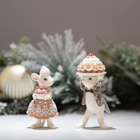 Braxio mice styled on mantel adding warm seasonal accent