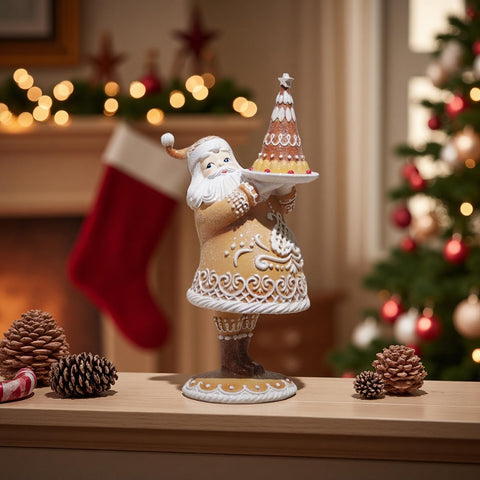 Braxio gingerbread Santa side profile highlighting decorative detail and stability